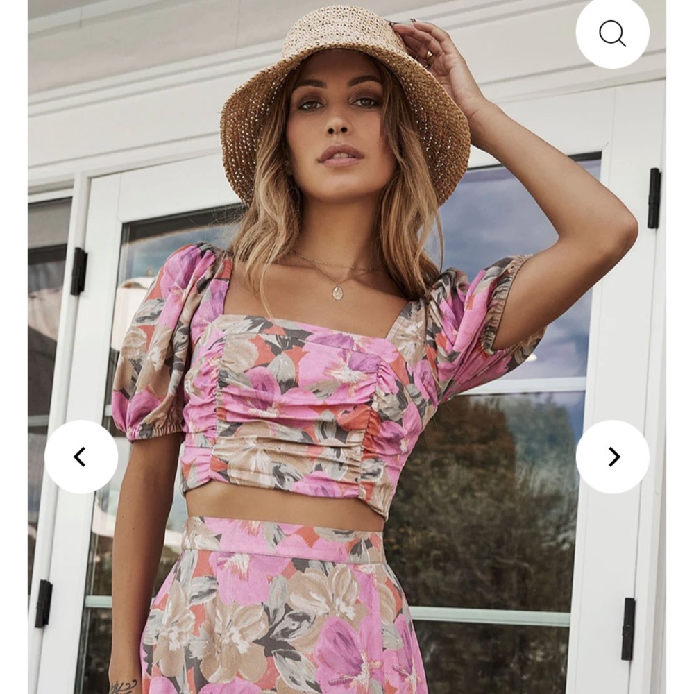 Saltwater luxe two piece floral top + skirt set Size Small *NWT*